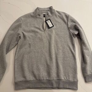 ONLY & SONS Mens Light Grey Melange Half Zip Sweatshirt Size L Style 22019055